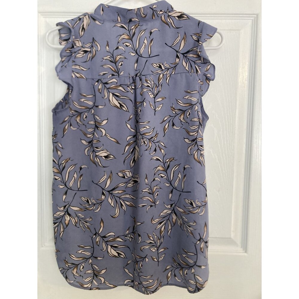 Papermoon Womens Sleeveless Floral Print Blouse Ruffle Trim High-Low Hemline - Picture 2 of 5